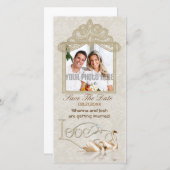 Damask Swan Elegance - Save the Date (Voorkant / Achterkant)