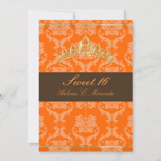 Damask Sweet 16/oranje chocolade tiara/diy kleuren Kaart (Voorkant)