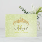 Damask Sweet 16/ tiara/green peridot uitnodigingen (Staand voorkant)