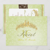 Damask Sweet 16/ tiara/green peridot uitnodigingen (Voorkant / Achterkant)
