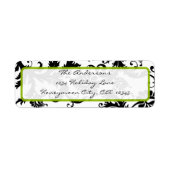 Damask Swirl Apple Green & Black Address Label (Voorkant)
