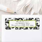 Damask Swirl Apple Green & Black Address Label (Insitu)