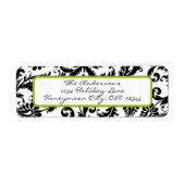 Damask Swirl Apple Green & Black Address Label (Voorkant)
