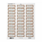 Damask Swirl Aqua Blue & Brown Adreslabel Etiket (Full Sheet)