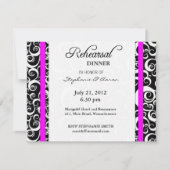 Damask Swirl Rehearsal Dinner Kaart in Fuchsia (Voorkant)