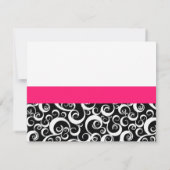Damask Swirl Rehearsal Dinner Kaart in Hot Pink (Achterkant)