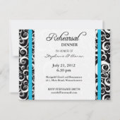 Damask Swirl Rehearsal Dinner Kaart in Turquoise (Voorkant)
