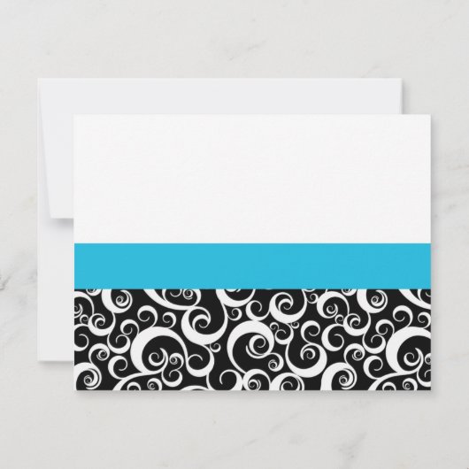 Damask Swirl Rehearsal Dinner Kaart in Turquoise (Achterkant)