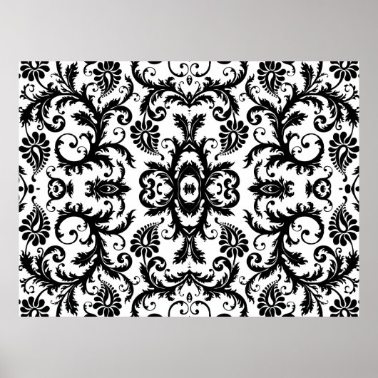 Damask Swirl Wedding Pattern 2 Poster (Voorkant)