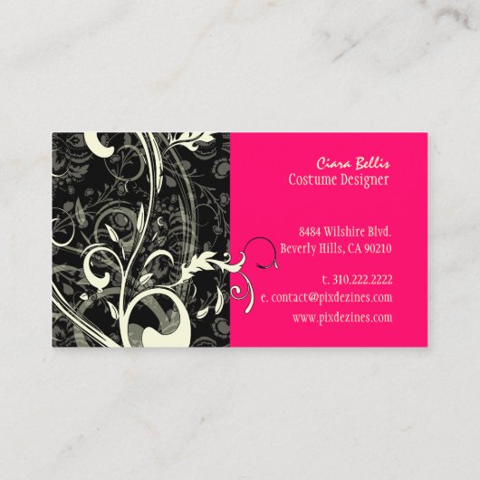 Damask + swirls Costume Designer Visitekaartje (Achterkant)