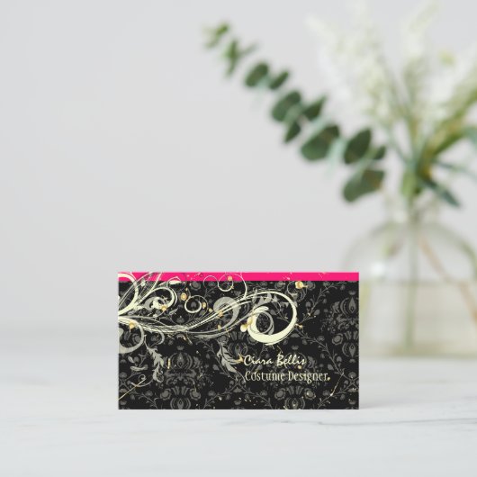 Damask + swirls Costume Designer Visitekaartje (Staand voorkant)