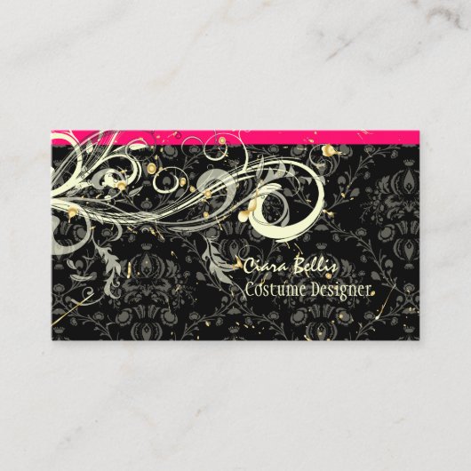 Damask + swirls Costume Designer Visitekaartje (Voorkant)
