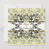  Damask Swirls Floral Lace Wedding Invite Kaart (Voorkant)