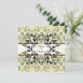  Damask Swirls Floral Lace Wedding Invite Kaart (Staand voorkant)