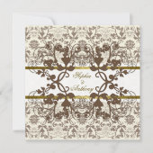  Damask Swirls Floral Lace Wedding Invite Kaart (Voorkant)