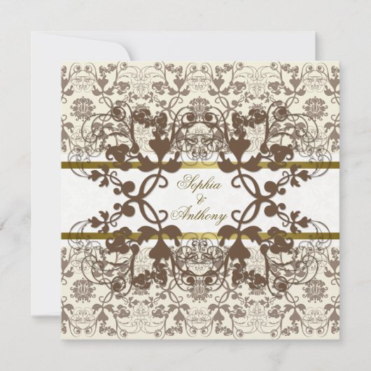  Damask Swirls Floral Lace Wedding Invite Kaart (Voorkant)