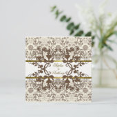  Damask Swirls Floral Lace Wedding Invite Kaart (Staand voorkant)