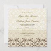  Damask Swirls Floral Lace Wedding Invite Kaart (Achterkant)