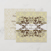  Damask Swirls Floral Lace Wedding Invite Kaart (Voorkant / Achterkant)