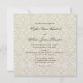  Damask Swirls Floral Lace Wedding Invite Kaart (Achterkant)