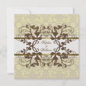  Damask Swirls Floral Lace Wedding Invite Kaart (Voorkant)