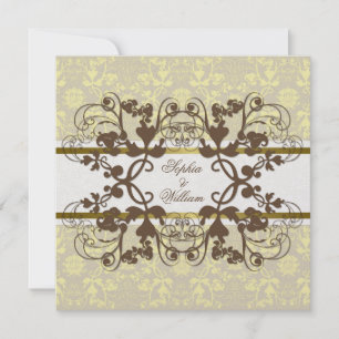  Damask Swirls Floral Lace Wedding Invite Kaart
