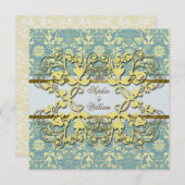  Damask Swirls Floral Lace Wedding Invite Kaart (Voorkant / Achterkant)