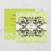  Damask Swirls Floral Lace Wedding Invite Kaart (Voorkant / Achterkant)