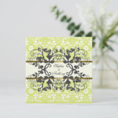  Damask Swirls Floral Lace Wedding Invite Kaart (Staand voorkant)