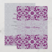  Damask Swirls Kant Orchidee Bruiloft Uitnodigen Kaart (Voorkant / Achterkant)