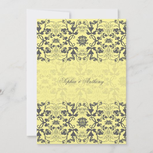 Damask Swirls Lace Butter bruiloft uitnodiging (Voorkant)