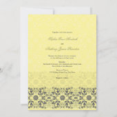 Damask Swirls Lace Butter bruiloft uitnodiging (Achterkant)