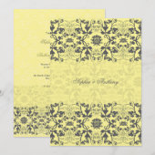 Damask Swirls Lace Butter bruiloft uitnodiging (Voorkant / Achterkant)