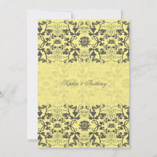 Damask Swirls Lace Butter bruiloft uitnodiging