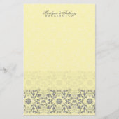 Damask Swirls Lace Butter Dank u Stationery Briefpapier (Voorkant)