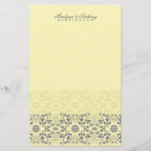 Damask Swirls Lace Butter Dank u Stationery Briefpapier