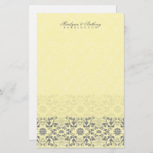 Damask Swirls Lace Butter Dank u Stationery Briefpapier (Voorkant / Achterkant)