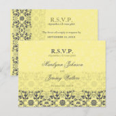 Damask Swirls Lace Butter RSVP Wedding Briefkaart (Voorkant / Achterkant)