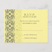 Damask Swirls Lace Butter RSVP Wedding Briefkaart (Achterkant)