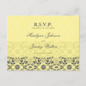 Damask Swirls Lace Butter RSVP Wedding Briefkaart (Voorkant)