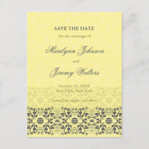 Damask Swirls Lace Butter Save the Date Briefkaart