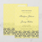 Damask Swirls Lace Butter Save the Date Briefkaart (Voorkant / Achterkant)
