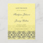 Damask Swirls Lace Butter Save the Date Briefkaart (Voorkant)