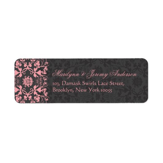 Damask Swirls Lace Charcoal Aangepast label (Voorkant)