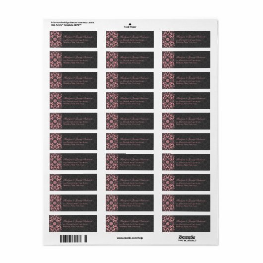 Damask Swirls Lace Charcoal Aangepast label (Full Sheet)