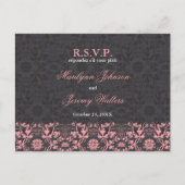 Damask Swirls Lace Charcoal RSVP Wedding Briefkaar Uitnodiging Briefkaart (Voorkant)