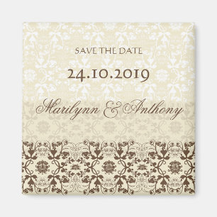 Damask Swirls Lace Coffee Bewaar de datummagneet Magneet
