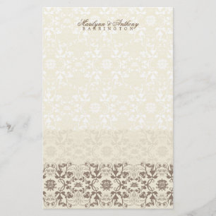Damask Swirls Lace Coffee Dank je verhaal Briefpapier