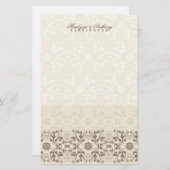 Damask Swirls Lace Coffee Dank je verhaal Briefpapier (Voorkant / Achterkant)