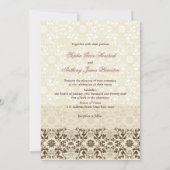 Damask Swirls Lace Coffee Elegant Wedding Invite Kaart (Achterkant)